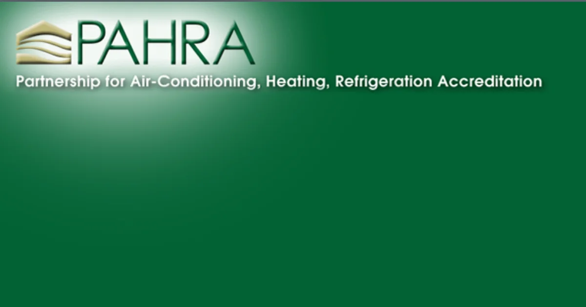 The official logo for PAHRA, the Partnership for Air-Conditioning, Heating, , Refrigeration Accreditation